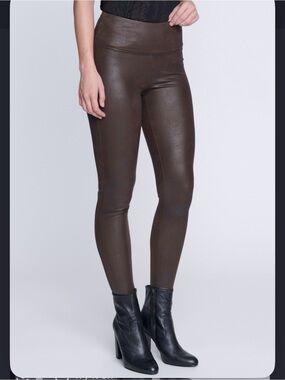 7 For All Mankind High-Waist Brown Faux-Leather Leggings
